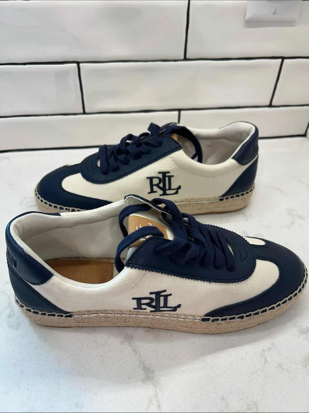 Lauren Ralph Lauren Women's Luize Canvas & Suede Espadrille Sneakers Size 10 NEW